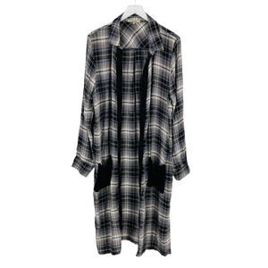 Buckle Gimmicks Long Flannel Duster Jacket Cover Velvet Trim Size XL